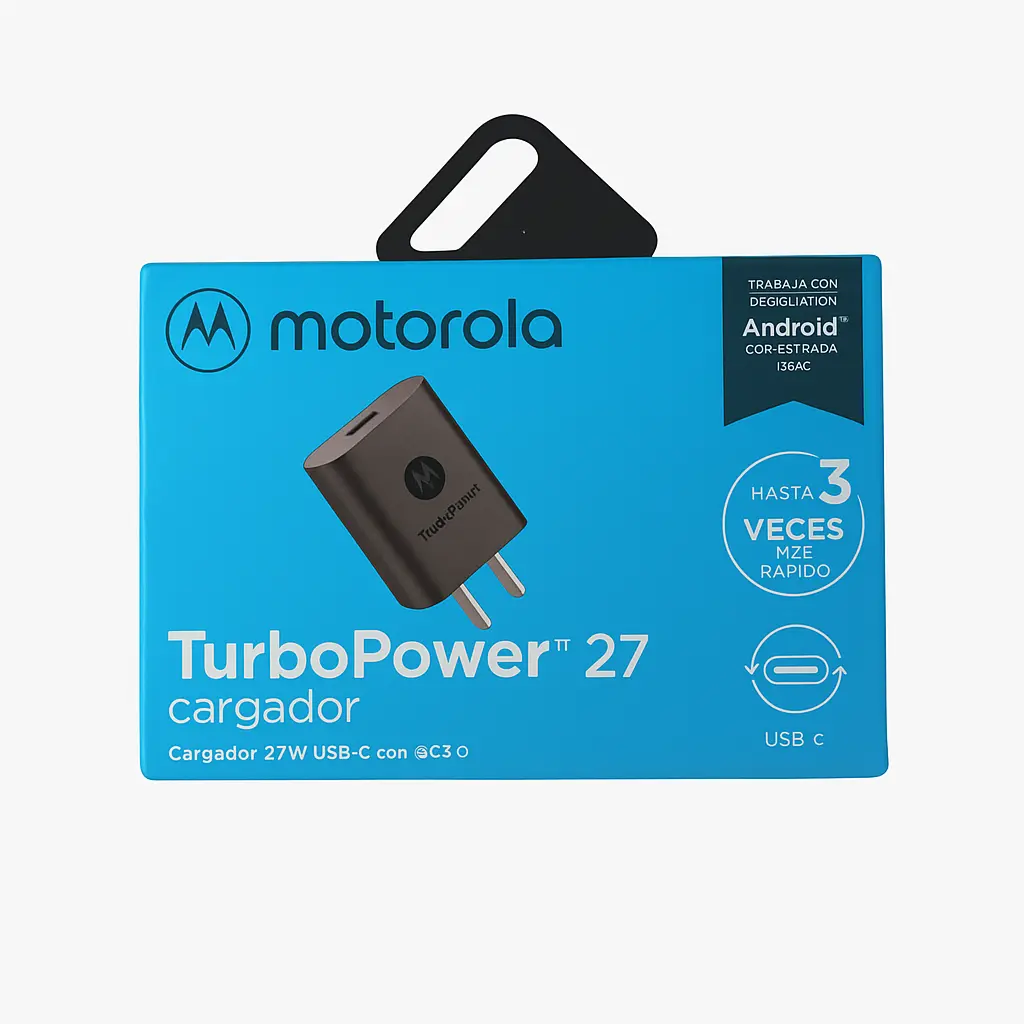 Cargador Celular Carga Rápida Turbopower 27w Para Motorola Negro