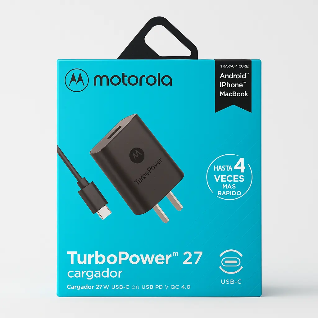 Cargador Motorola Turbopower 27w + Cable Usb-c Negro