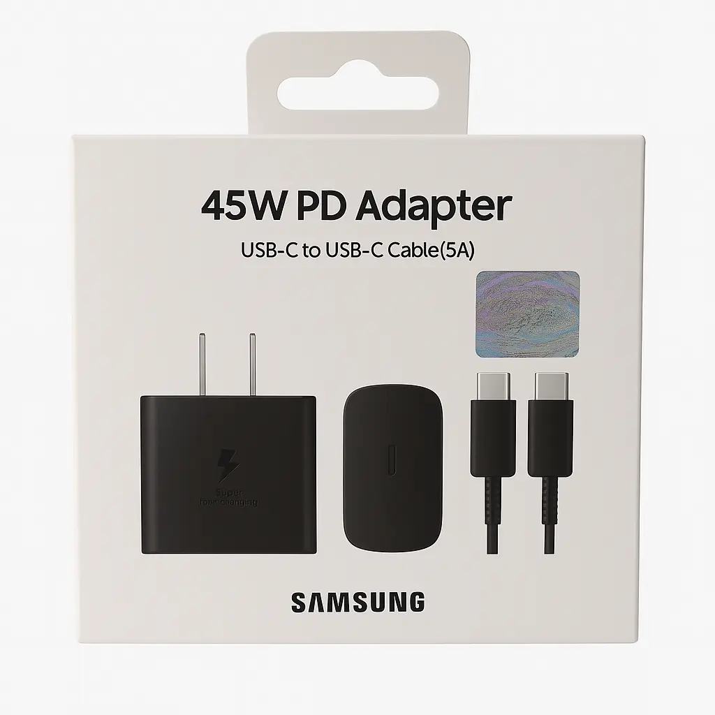 Cargador Compatible Samsung 45w Pd Con Cable Usb-c Negro