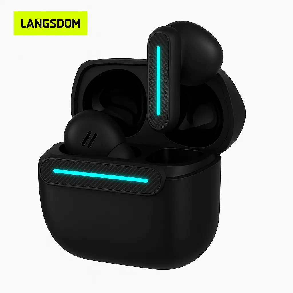 🎧 Auriculares Bluetooth Gamer con Luz LED Azul – Langsdom Delta 