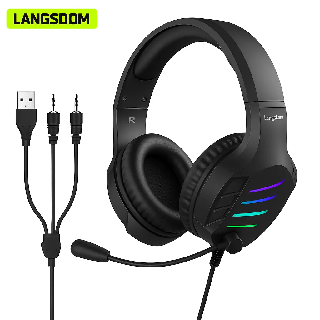 🎧 Auriculares Bluetooth Gamer con Luz LED RGB – Langsdom HCG07