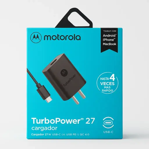 Cargador Motorola Turbopower 27w + Cable Usb-c Negro